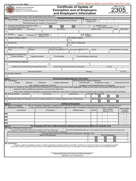 bir form 2305 online registration